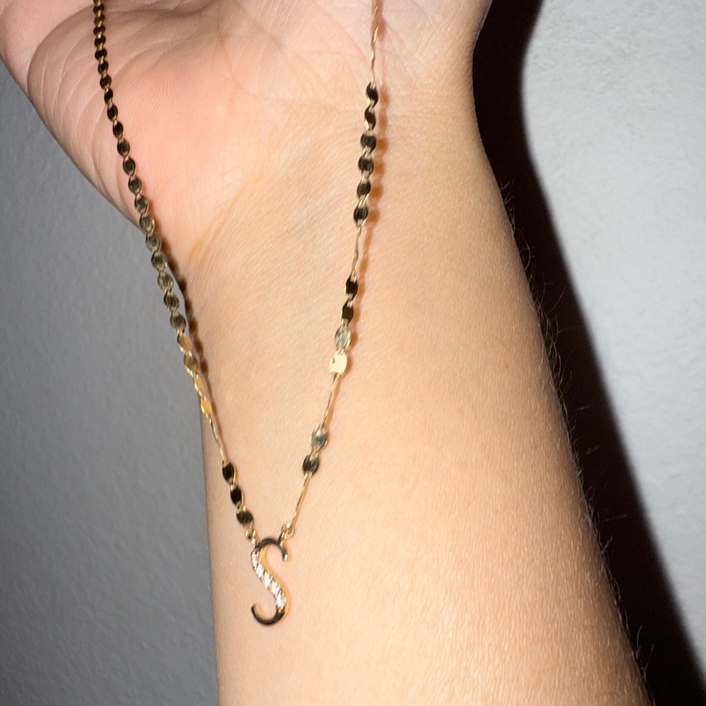LANA Gold with Diamond Initial S Necklace